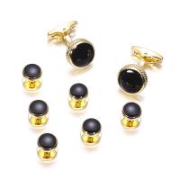 Boutons de manchette, laiton, Placage de couleur d'or, 8 pièces & pour homme & autocollant époxyde, protéger l'environnement, sans nickel, plomb et cadmium, 15mm, Vendu par fixé