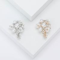 Zinc Alloy Brooches with ABS Plastic Pearl Bouquet plated fashion jewelry & for woman & with rhinestone nickel lead & cadmium free Sold By PC