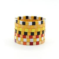 Zinklegering armbandkettingen, Zinc Alloy, Square, plated, mode sieraden & Bohemien stijl & elastische & moffelen vernis & uniseks, meer kleuren voor de keuze, nikkel, lood en cadmium vrij, 6x6mm, Binnendiameter:Ca 55mm, Verkocht door PC