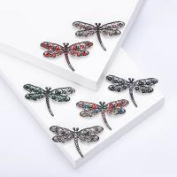 Zinklegering broches, Zinc Alloy, Dragonfly, silver plated, mode sieraden & voor vrouw & met strass & hol, meer kleuren voor de keuze, nikkel, lood en cadmium vrij, 70x40mm, Verkocht door PC