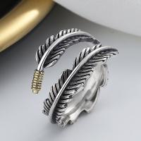 Sterling Silver Jewelry Finger Ring, 925 sterline d'argento, Forma a piuma, gioielli di moda & stili diversi per la scelta & per la donna, assenza di nichel,piombo&cadmio, Venduto da PC