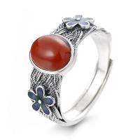 Bijoux de bague en argent sterling , Argent sterling 925, avec Yunnan agate rouge, bijoux de mode & pour femme & autocollant époxyde, protéger l'environnement, sans nickel, plomb et cadmium, 10mm, Vendu par PC