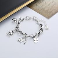 Bracelets en argent sterling, Argent sterling 925, avec 1.18icnh chaînes de rallonge, bijoux de mode & pour femme, protéger l'environnement, sans nickel, plomb et cadmium, Longueur Environ 6.7 pouce, Vendu par PC