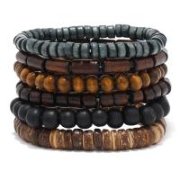 Bracciali in legno, with cocco & filo elastico, fatto a mano, 6 pezzi & Vintage & per l'uomo, Lunghezza 18 cm, Venduto da set