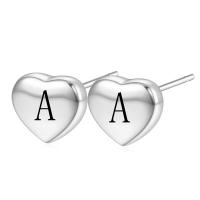 Titanio Acciaio Orecchini, Titantium acciaio, Cuore, placcato color argento, gioielli di moda & diversi modelli per la scelta & per la donna, 9x7mm, Venduto da coppia