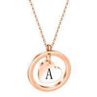 Collier d'acier titane, avec 5CM chaînes de rallonge, Rond, lumière de couleur rose plaqué or, bijoux de mode & modèles différents pour le choix & pour femme, 15mm, Longueur Environ 40 cm, Vendu par PC