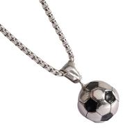 Collier d'acier titane, Football, poli, bijoux de mode & styles différents pour le choix & pour homme, plus de couleurs à choisir, 19x19mm, Longueur Environ 60 cm, Vendu par PC