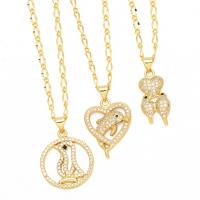 Cubic Zircon Micro Pave Brass Necklace with 5cm extender chain plated fashion jewelry & micro pave cubic zirconia nickel lead & cadmium free Length 45 cm Sold By PC