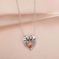 Zinc Alloy Jewelry Necklace with Glass fashion jewelry & with rhinestone silver color nickel lead & cadmium free Length Approx 50 cm Sold By PC