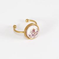 Bague en résine, laiton, avec Fleurs séchées, bijoux de mode & unisexe & styles différents pour le choix & autocollant époxyde, protéger l'environnement, sans nickel, plomb et cadmium, Environ 12PC/lot, Vendu par lot