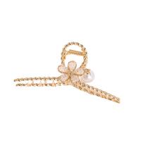 Zinc Alloy Haar Claw Clip, met Kristal & Plastic Pearl, Bloem, KC gold plated, mode sieraden & voor vrouw, 115x45mm, Verkocht door PC