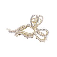 Zinc Alloy Hair Claw Clip with Plastic Pearl gold color plated & for woman & with rhinestone 115mm Sold By PC