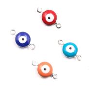 Connecteur Evil Eye, Acier inoxydable 304, Plat rond, DIY & émail & boucle de 1/1, plus de couleurs à choisir, 7x13mm, Environ 100PC/sac, Vendu par sac