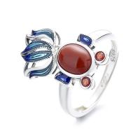 Sterling Silver Jewelry Finger Ring, 925 sterline d'argento, with Yunnan Red Agate, Pesce rosso, gioielli di moda & stili diversi per la scelta & per la donna, assenza di nichel,piombo&cadmio, Venduto da PC