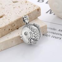 925 Sterling Silver κρεμαστό κόσμημα, 990 Sterling Silver, Ψάρι, DIY, νικέλιο, μόλυβδο και κάδμιο ελεύθεροι, 22x24mm, Sold Με PC