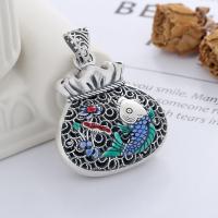 Pendente da prata  esterlina 925, 990 Sterling Silver, Carteira, DIY & adesivo epóxi, níquel, chumbo e cádmio livre, 37mm, vendido por PC