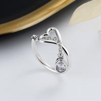 Cubic Zirconia micr3ofono pavimenta anillos de plata esterlina, Plata de ley 925, Joyería & micro arcilla de zirconia cúbica & para mujer, libre de níquel, plomo & cadmio, 10mm, Vendido por UD