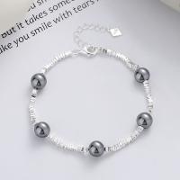 925 Sterling Silber Schmuck-Sets, 925er Sterling Silber, mit Kunststoff Perlen, hell silberfarben plattiert, Modeschmuck & verschiedene Stile für Wahl & für Frau, frei von Nickel, Blei & Kadmium, verkauft von PC