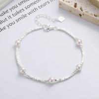 925 Sterling Silber Schmuck-Sets, 925er Sterling Silber, mit Kunststoff Perlen, hell silberfarben plattiert, Modeschmuck & verschiedene Stile für Wahl & für Frau, frei von Nickel, Blei & Kadmium, verkauft von PC