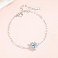 Argento Bracciali, 925 sterline d'argento, with 1.57inch extender chain, gioielli di moda & Micro spianare cubic zirconia & per la donna, assenza di nichel,piombo&cadmio, 7x7mm, Lunghezza Appross. 5.51 pollice, Venduto da PC