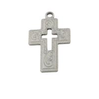 Pendants Cruach Cross dhosmálta, 304 Cruach dhosmálta, jewelry faisin & unisex, dath bunaidh, 23x14x1mm, Poll:Thart 2mm, Díolta De réir PC