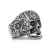 Anillo de dedo de Titantium Acero, Partículas de acero, Calavera, pulido, Vintage & diverso tamaño para la opción & para hombre & con diamantes de imitación, Vendido por UD