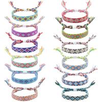 Chaîne tissée Bracelets, Tissu en coton, fait à la main, style folk & unisexe & réglable, plus de couleurs à choisir, Longueur Environ 14-27 cm, Vendu par PC