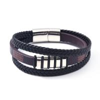 Bracelets cordon PU, cuir PU, avec Acier inoxydable 304, Vintage & pour homme, plus de couleurs à choisir, Vendu par PC