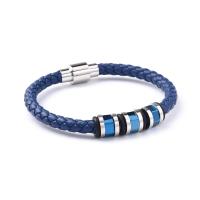 Bracelets cordon PU, cuir PU, avec Acier inoxydable 304, Vintage & pour homme, plus de couleurs à choisir, Longueur 21 cm, Vendu par PC