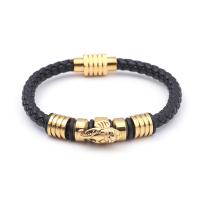 Bracelets cordon PU, cuir PU, avec Acier inoxydable 304, éléphant, Vintage & pour homme, Longueur 21 cm, Vendu par PC