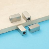 Spacer Perlen Schmuck, Titanstahl, Quadrat, Modeschmuck & DIY, Silberfarbe, 6x12mm, Bohrung:ca. 3.2mm, verkauft von PC