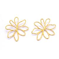 Zinc Alloy Stud Earring, Flower, forgyldt, mode smykker & for kvinde & hule, flere farver til valg, 70x60mm, Solgt af par