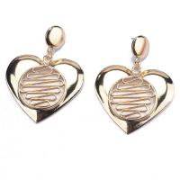 Zinc Alloy Drop Earring, Heart, forgyldt, mode smykker & for kvinde & hule, flere farver til valg, 55x72mm, Solgt af par