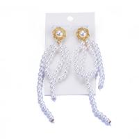 Zinc Alloy Tassel Earring, med Plastic Pearl, forgyldt, mode smykker & for kvinde, 16x110mm, Solgt af par