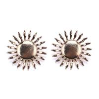 Zinc Alloy Stud Earring, Solsikke, forgyldt, mode smykker & for kvinde, flere farver til valg, 56mm, Solgt af par