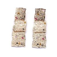 Zinc Alloy Drop Earring, Geometrisch Patroon, gold plated, mode sieraden & voor vrouw & met strass, 32x85mm, Verkocht door pair