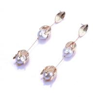 Zinc Alloy Drop Earring, met Plastic Pearl, gold plated, Vintage & voor vrouw, 18x103mm, Verkocht door pair