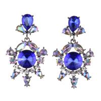 Zinc Alloy Drop Earring, forgyldt, mode smykker & for kvinde & med rhinestone, flere farver til valg, 35x62mm, Solgt af par