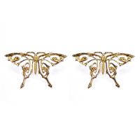 Zinc Alloy Stud Earring, Butterfly, forgyldt, mode smykker & for kvinde & hule, flere farver til valg, 67x38mm, Solgt af par