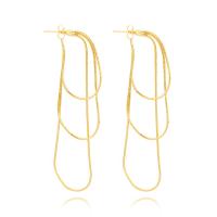 Fashion Fringe Boucles d'oreilles, laiton, Plaqué or 18K, bijoux de mode & pour femme, plus de couleurs à choisir, protéger l'environnement, sans nickel, plomb et cadmium, 80x30mm, Vendu par paire