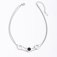 Collier de mode Multi couche, Acier titane, avec 5.5cm chaînes de rallonge, Rond, Double couche & bijoux de mode & pour femme & creux, couleurs mélangées, protéger l'environnement, sans nickel, plomb et cadmium, 12mm, Longueur Environ 32 cm, Vendu par PC