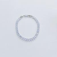 Messing Armbanden, met Cubic Zirconia, silver plated, mode sieraden & voor vrouw, blauw, nikkel, lood en cadmium vrij, Lengte Ca 18 cm, Verkocht door PC