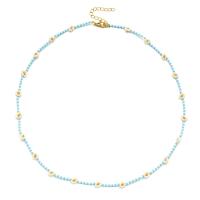 Seedbead collier, avec alliage de zinc, avec 5cm chaînes de rallonge, margueritepâquerette, Placage de couleur d'or, Style bohème & pour femme, Longueur Environ 45 cm, Vendu par PC