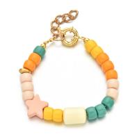 Acrílico Pulsera, con aleación de zinc, Estrella, chapado en color dorado, Lindo & para mujer, multicolor, longitud aproximado 16 cm, Vendido por UD