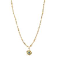 Evil Eye sieraden ketting, Natuursteen, met Zinc Alloy, met 5cm extender keten, Zon, gold plated, Bohemien stijl & voor vrouw, meer kleuren voor de keuze, Lengte Ca 45 cm, Verkocht door PC