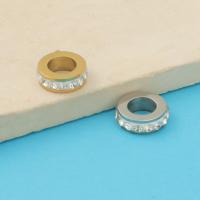 Titantium acciaio perline separate, Cerchio, placcato, gioielli di moda & DIY & Micro spianare cubic zirconia, nessuno, 10.70x3.60mm, Foro:Appross. 6mm, Venduto da PC