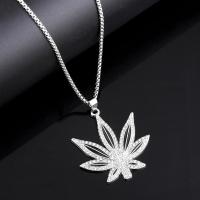 Zink Alloy Smycken Collier, Maple Leaf, plated, mode smycken & med strass, silver, nickel, bly och kadmium gratis, 48x45mm, Längd 70 cm, Säljs av PC