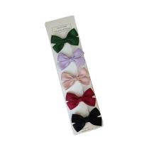 Alligator Hair Clip Polyester and Cotton with Iron Bowknot 5 pieces & for children mixed colors 60mm Sold By Set