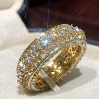 Zinc Alloy Finger Ring plated Unisex & micro pave rhinestone gold Sold By PC