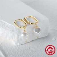 925 sterling zilver Hendel weer Earring, met Plastic Pearl, mode sieraden & voor vrouw, meer kleuren voor de keuze, nikkel, lood en cadmium vrij, Verkocht door pair